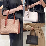 Coach Classic Presbyopic Print Genuine Leather Simple All-Match Tote Bag B2QS