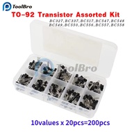 200PCS TO-92 Transistor Assorted Kit 10Values BC327 BC337 BC517 BC547 BC548 BC549 BC550 BC556 BC557 