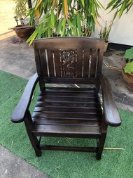 Sukthongแพร่ เก้าอี้ไม้สัก 50x54 ซม.สูงถึงพนักพิง 85 ซม. เก้าอี้ เก้าอี้ห้องรับแขก เก้าอี้เข้าชุดโซฟา พนักพิงลายกวาง สีโอ๊คโชว์ลายไม้ SUKP-366