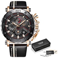 ⌚2023 LIGE นาฬิกาข้อมือนาฬิกาข้อมือควอร์ตสำหรับผู้ชายผู้ชาย,นาฬิกาข้อมือกีฬานาฬิกาโครโนกราฟหรูแสดงวันที่ปฏิทินแฟชั่นแบรนด์ชั้นนำ