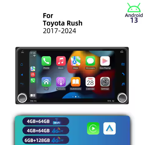 7" Screen Stereo Head Unit 2Din Android Radio Car Multimedia for Toyota Rush 2017-2024 GPS Wireless 