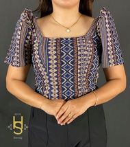 HUSI Womens Square Inabel Modern Filipiniana Dress