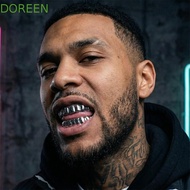 DOREEN Teeth Grillz Top Bottom Set, Glossy  Anti Slip Teeth Grillz Caps,  Silver Gold Shiny Teeth Je