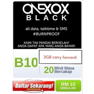 Onexox xox Black Postpaid B10 B39DB B50DB 400gb SIM CARD new number MNP accept blacklist no contract