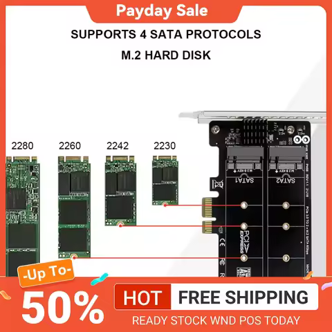 M.2 SATA To PCIE Expansion Card Double Disc Dual-Disk Array Card RAID M2 SATA Extended Card Support 