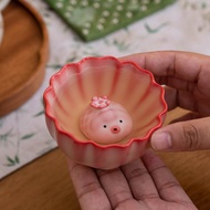 Pink Ru Kiln Bubble Fish Tea Pet Ornaments Creative Incense Incense Holder Desktop Tea Play Ceramic 