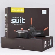 Wholesale Soup Pot Set Three-Piece Set Taste-Enhancing Flat Pan Frying Pan Thickened Gift Non-Stick 