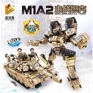 Military World War M1A2 Battle Tank transformation Robot 2 in 1 Block Set