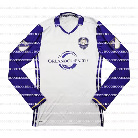 Orlando City White and Purple Away Soccer Jersey Men's Long-sleeved Top Summer Outdoor Sports Casual