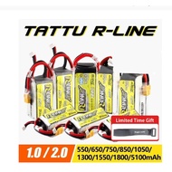 Gens Ace Tattu R-Line 1.0 2.0 LiPo Rechargeable Battery 550/650/750/850/1050/1300/1550/1800mah 95C 3