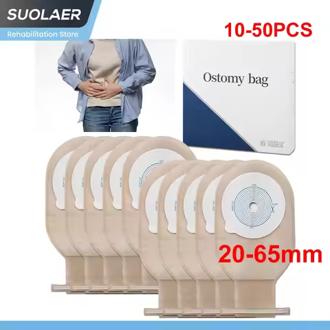 10-50PCS Colostomy Bags 20-65mm Hole One-piece Drainable Ostomy Bags Stoma Care Pouch Closure Colost