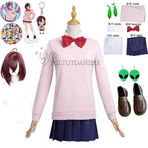Momo Ayase Cosplay Costume Wig Anime Dandadan Dress Skirt School Uniform Earrings Choker Halloween P