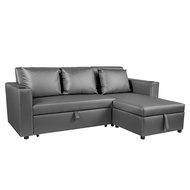 Global House PULITO โซฟาเข้ามุมพร้อมที่เก็บของ รุ่น Bonita (หมอน3 ใบ) 233x160x88 ซม สีเทา รับประกันข