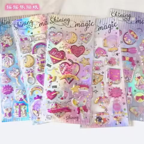 3D Sparkling Crystal Gem Stickers For Girls Princess Magic Wobble Glitter Decals For Phone Case Note