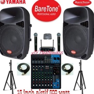 Paket Sound System Yamaha + Speaker Baretone ( 15 Inch Aktif 500 Watt