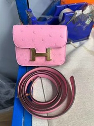 只有一個‼️全手縫💯Hermes constance康康腰包 鴕鳥皮