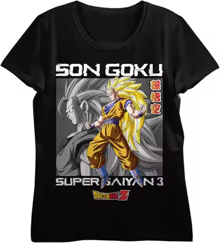 2026 Summer Dragon Ball 100% Cotton Men's T-shirt Oversized Son Goku Super Saiyan 3 SSJ3 Print Top, 