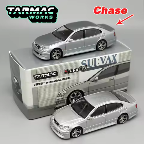Tarmac Works 1:64 TW VERTEX Toyota Aristo JZS161 Silver Alloy Car Model Chase
