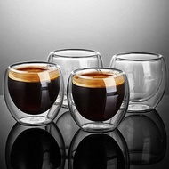 【จัดส่งจากกรุงเทพ】6 ชิ้น/เซ็ต 80ML แก้วสองชั้นทนความร้อนได้แก้วกาแฟแก้วเบียร์สุดสร้างสรรค์แก้วชาแก้ววิสกี้แก้วใส