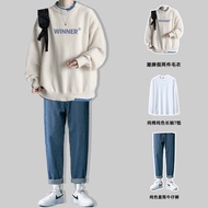 Sweater Dua Keping Palsu Baju Berkait Musim Gugur Musim Sejuk Lelaki Jaket Bergaya Pakaian Lelaki de