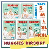 Huggies Aifsoft Tape NB/S/M/L/XL/XXL | Lampin Bayi Berlekat Huggies Air Soft