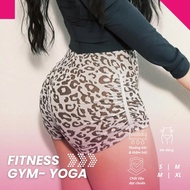 Women's high-waisted gym yoga shorts v3 leopard print elastic hip Wuque