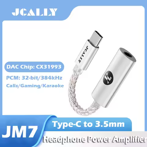 JCALLY JM7 USB-C Type-C To 3.5mm Digital Audio Cable DAC CX31993 For Android Apple iOS Adapter Decod