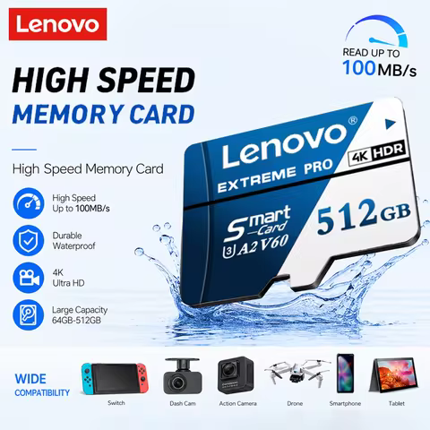 Lenovo High Endurance SD Card 512GB 256GB Full HD 4K Memory TF Card 64GB 128GB High Speed SD Card fo