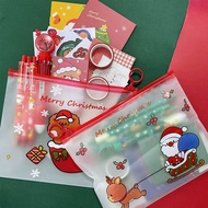 20pcs Christmas Stationery Gift Pack Cartoon Christmas Pen Note Pad Greeting Card Pencil Case Festive Doodle Stationery