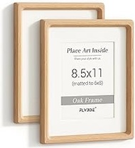 8.5 by 11 Picture Frame Set of 2, USA-Sourced Oak Wood Photo Frame with Tempered Glass, Handcrafted 