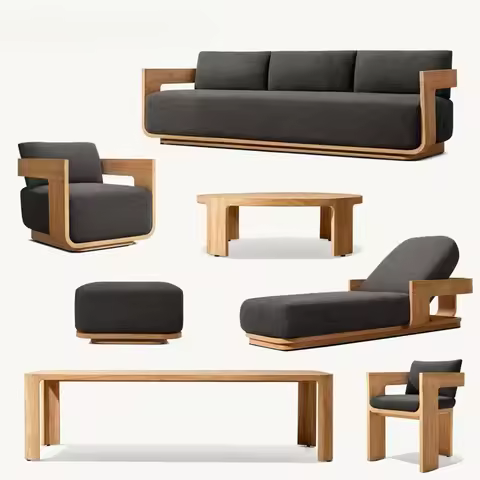 WBERT Balmain Teak Sofa Water Proof Linen Matira Customizable Colors Garden Sofa Set Teak Wood Rh Ou
