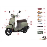 [PGO Original Parts Monopoly] JBUBU Phase 7 CBS115 PGO Sticker CBS Car Shell Sticker LOGO Nameplate 