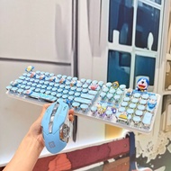 Doraemon Wireless Bluetooth Three-Mode Mechanical Mixed Light Keyboard Computer Notebook 104-Key DIY