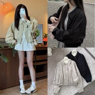 Jacket BOMBER soft khaki rough collar, 2-layer wide form, women's jacket bomber jacket woman