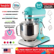 (OFFICIAL STORE) Innofood KT-7500 Heavy Duty Professional 7.0 Litres (7L) Stand Mixer RED/WHITE/PINK