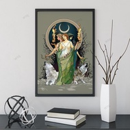 Tranh canvas retro nữ thần Mặt trăng Hecate huyền bí cho trang trí phòng khách