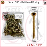 Skrup GRC 1 Pack [ 100 Pcs ] Panjang 4 CM Sekrup Kalsiboard 6 x 1.1/2 Kuning Screw Calsiboad