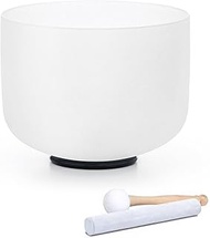 Hye-eun 528HZ 8 Inch C Note Flower of Life Crystal Singing Bowl Sound Healing Meditation Crystal Bow