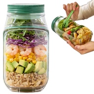 Salad Jar with Side Open,Seal Salad Jars,Salad Container Vertical Layering,for Lunch, Picnic,Family 