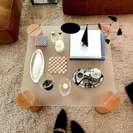 Acrylic Coffee Table Modern Transparent Center Table Wooden Tea Table for Living Room Small Space Ea