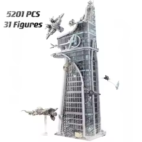 New 5201-piece Avengers Tower street scene with figures, perfect for kids' birthday or Christmas gif