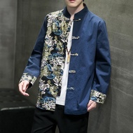 Ethnic Jacket Large Size Stitching Jacket Men National Style Tang Suit Cotton Linen Linen Hanfu Buck