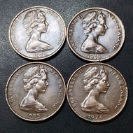 New Zealand QE II 2 Cent 1970s ( x 4 )