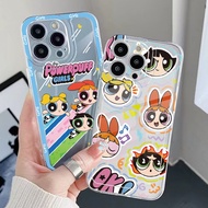 for OPPO A16 A15 A16E A16k A95 Reno6 Z 5G A94 A54 A74 4G A53 A76 A96 A12 A5S A52 A92 A9 A5 2020 Powerpuff Girls Clear TPU Case Air Cushion Square Anti-Drop Cover