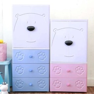 2 Doors Wardrobe Bear Theme Design Plastic Clothes Cabinet/Almari Baju Plastik kanak-Kanak Almari Kartun Bear Rak Baju