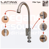 LATINA SUS304 Pillar & Wall Sink Tap. LTNSUS06, LTNSUS07 (Quarter Turn) Cold Tap.