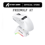 FREEWOLF A7 Lightweight Wireless Game Mouse Tri-mode with Screen RGB Magnetic Charging Base (24000DP
