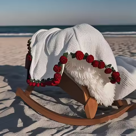 60/80/110cm Flower Blanket Finished Rose Flower Bouquet Blankets for Women Handmade Decorative Bouqu