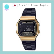 CASIO Digital Watch Standard A168WEGB-1B Men's & Women's Black x Gold Black Inverted LCD Overseas Mo