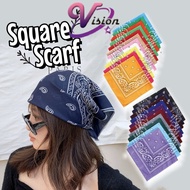 Vintage Square Scarf Unisex Hip Hop Paisley Classic Cotton Scarves Fashion Headband (55cm) Versatile